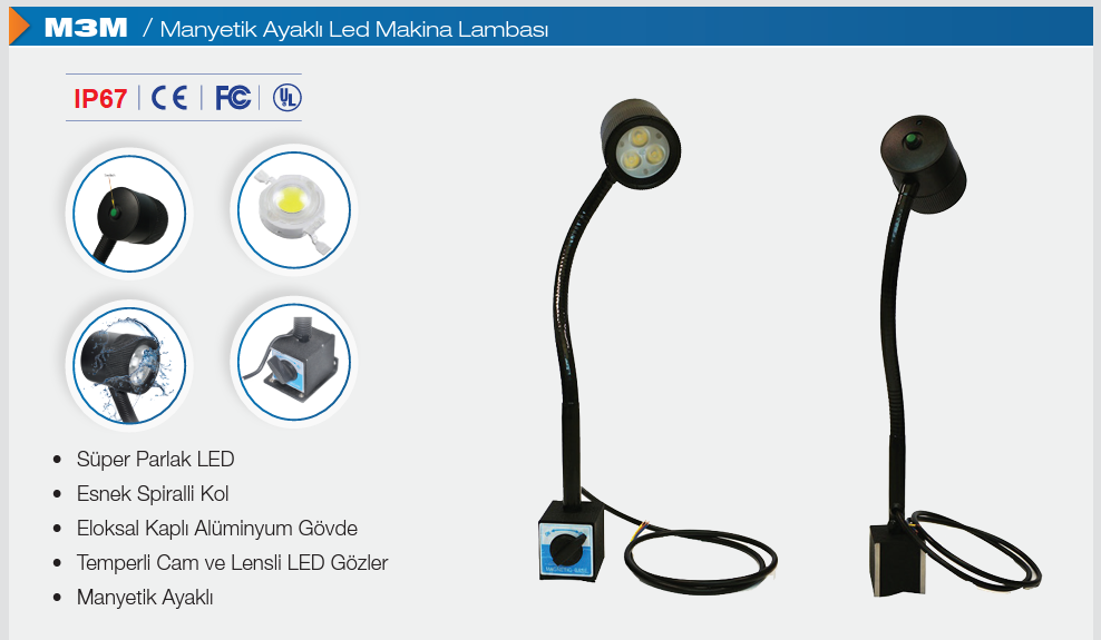 Manyetik Ayaklı (mıknatıs ayaklı) LED Makina Aydınlatma Lambaları